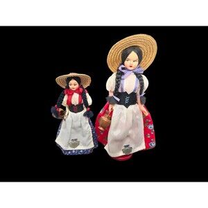 2 Vtg 1950s Collectible Dolls Traditional Folk Costume Firenze Toscano Italy Lot